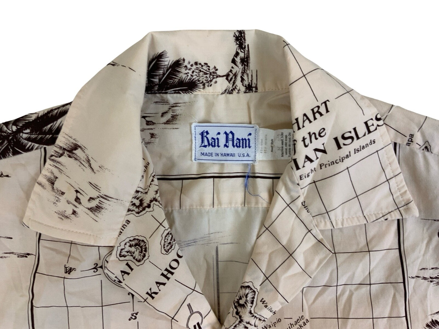 VTG RAI NANI HAWAIIAN MADE ALOHA SHIRT COTTON TIKI ROCKABILLY M 40”