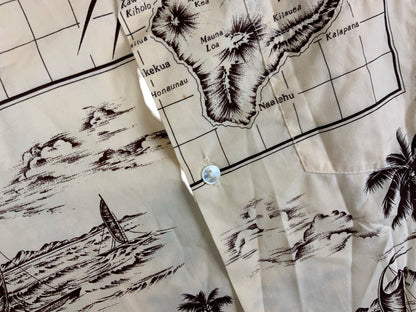 VTG RAI NANI HAWAIIAN MADE ALOHA SHIRT COTTON TIKI ROCKABILLY M 40”