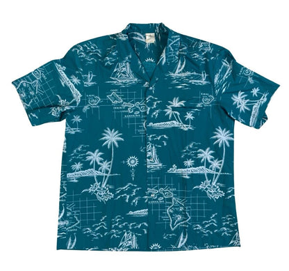 VTG REYN ROYAL CREATIONS HAWAIIAN MADE ALOHA SHIRT COTTON TIKI ROCKABILLY XL 44”