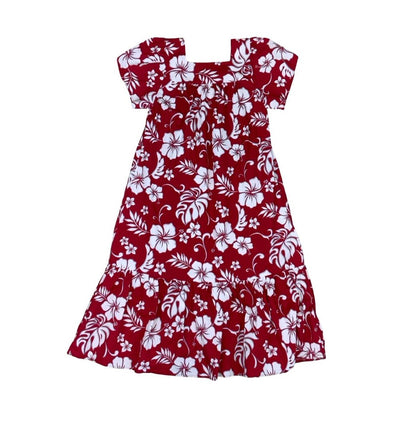 VTG 70s 80s 'ALOHA REPUBLIC' RED WHITE FLORAL HAWAIIAN BEACH SUMMER TENT DRESS S