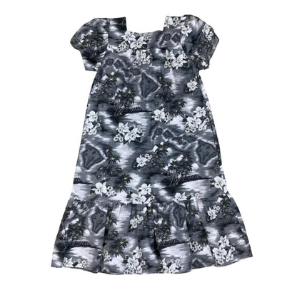 VTG 70s 80s 'KY'S' HAWAIIAN BLACK WHITE GREY SUMMER SHORT SLEEVE TENT DRESS M 14