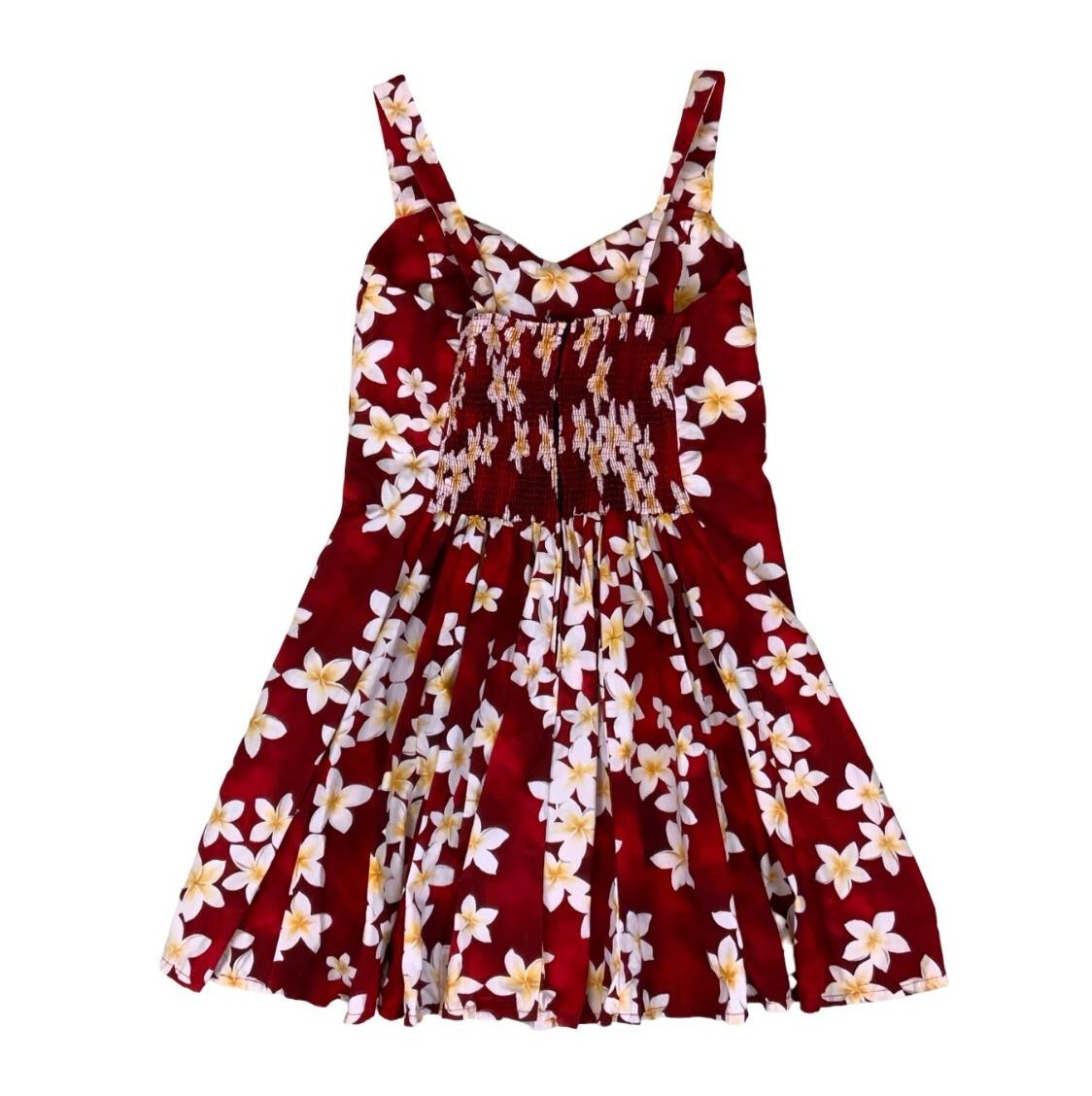 VTG 90 ROYAL HAWAIIAN CREATIONS RED WHITE FLORAL MINI BEACH SUMMER DRESS S 8 10
