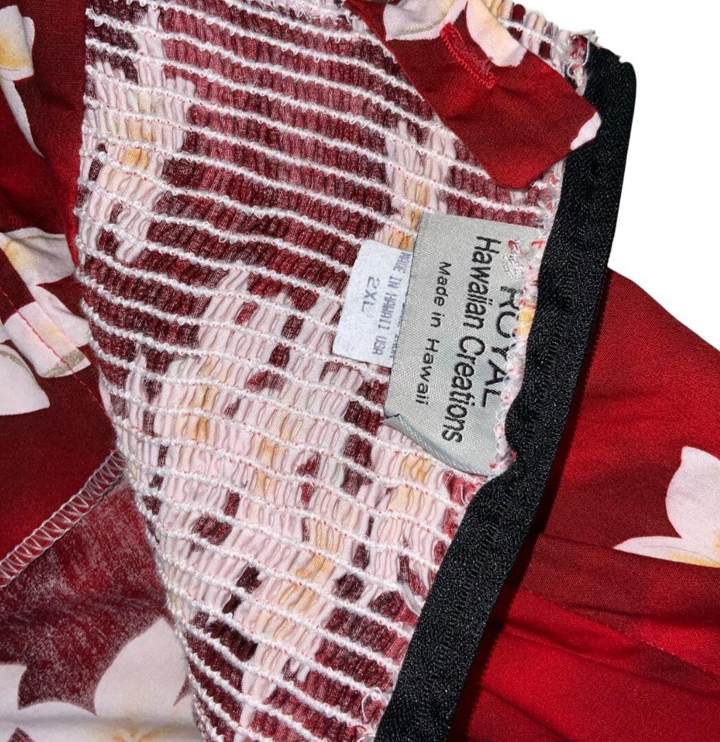 VTG 90 ROYAL HAWAIIAN CREATIONS RED WHITE FLORAL MINI BEACH SUMMER DRESS S 8 10