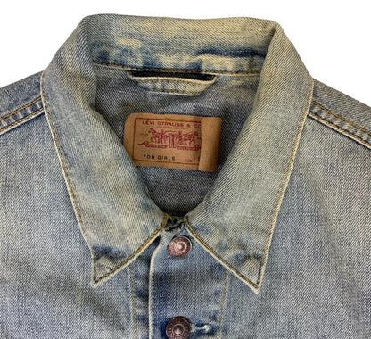 VTG 90s 00s y2k LEVI'S 'FOR GIRLS' STONE WASHED DISTRESSED DENIM JACKET SMALL 10