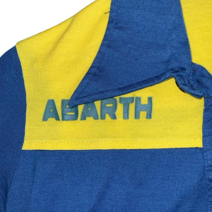 VTG 80s TORINO ABARTH RACING SPORTS BLUE YELLOW SHORT SLEEVED POLO SHIRT SMALL