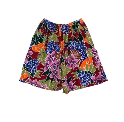 VTG HIGHT-WAISTED COLOURFUL FLORAL PATTERN HAWAIIAN SURF BEACH SHORTS (ONE SIZE)