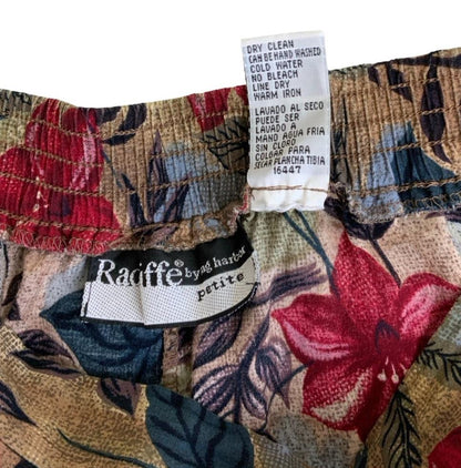 VTG 90s 'RADDIFFE' BY SAG HARBOR RED BROWN BLUE FLORAL SUMMER BEACH SHORTS M