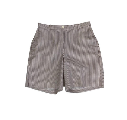 VTG 90s 'EP PRO' BROWN WHITE STRIPE MOM HIGH-WAIST GOLF SUMMER SHORTS SMALL 10