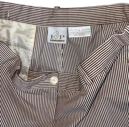 VTG 90s 'EP PRO' BROWN WHITE STRIPE MOM HIGH-WAIST GOLF SUMMER SHORTS SMALL 10