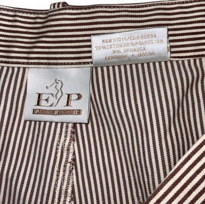 VTG 90s 'EP PRO' BROWN WHITE STRIPE MOM HIGH-WAIST GOLF SUMMER SHORTS SMALL 10