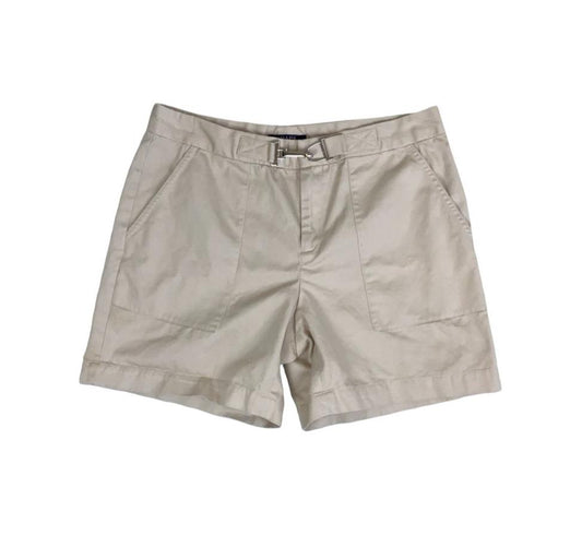 VTG 90s 'CHAPS' HIGH-WAISTED BEIGE BUCKLE CASUAL HOLIDAY SUMMER CHINO SHORTS S