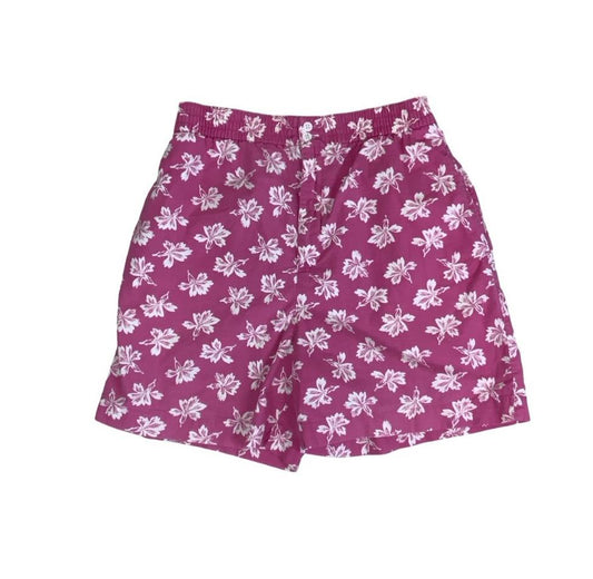 VTG y2k 'EDDIE BAUER' PINK WHITE LEAF PATTERN BEACH HOLIDAY SURF SHORTS S M