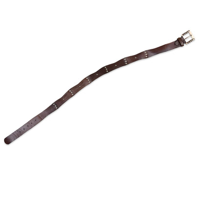 Vintage Brown Leather Belt Silver Studs