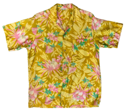 VTG 60s 70s HAWAIIAN MADE ALOHA SHIRT COTTON TIKI ROCKABILLY HAWAII SURF MEDIUM