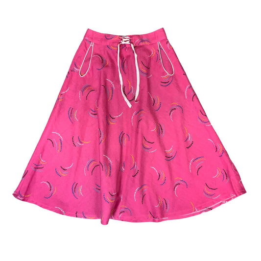 VTG 90s y2k PINK HIGH-WAISTED WHITE BLUE BLACK GEOMETRIC A-LINE SKIRT SMALL 8/10