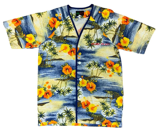 VTG SANTE BARK CLOTH HAWAIIAN MADE ALOHA SHIRT COTTON TIKI ROCKABILLY MEDIUM