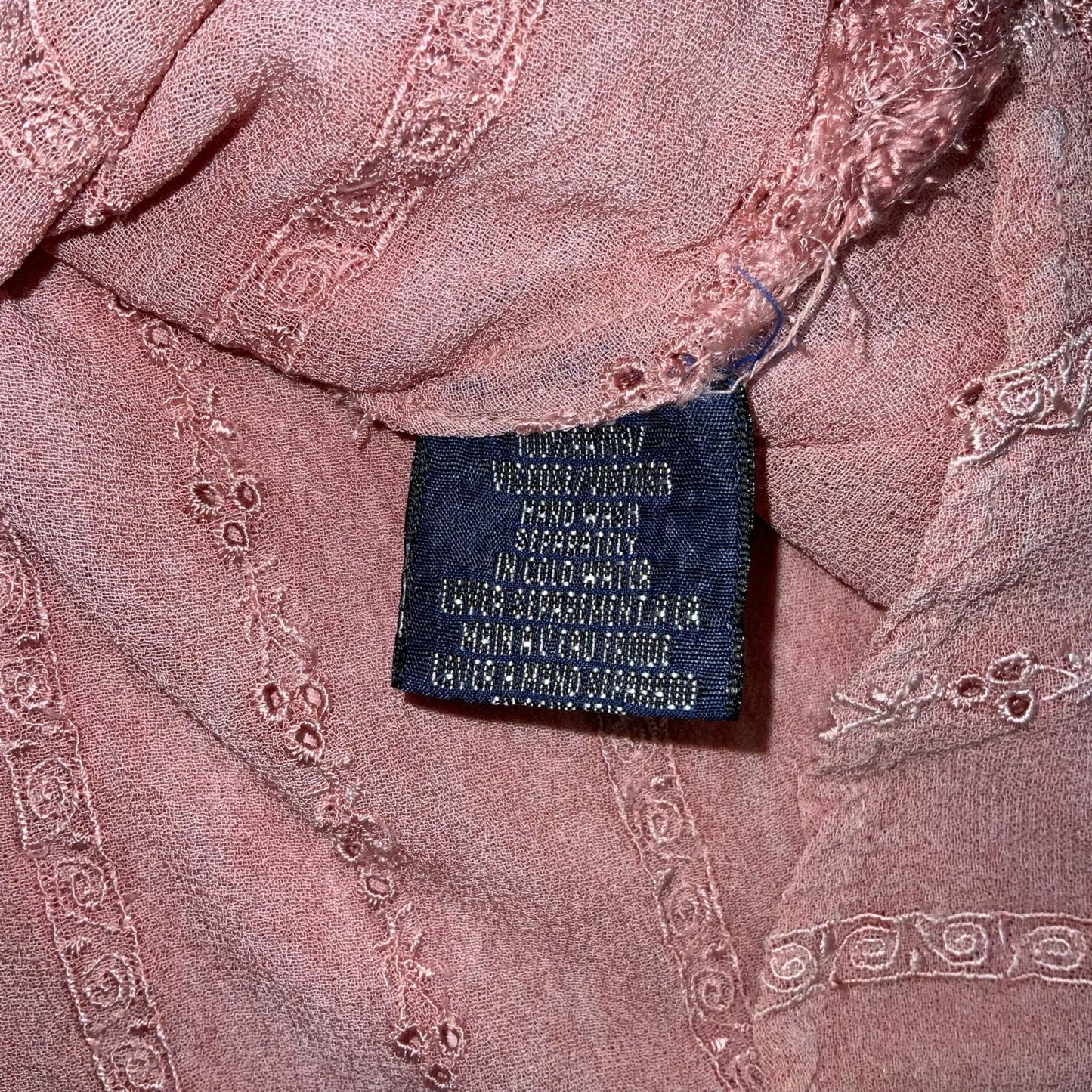 VTG 90s does 70s 'COLINE' PINK BOHO HIPPIE TIERED MIDI FLOWY TEXTURED DRESS XS 6