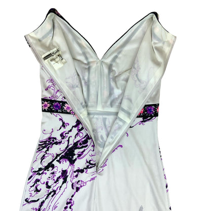 VTG 70s 'VERENA MODELLE' WHITE PINK PURPLE FLORAL FOLK BOHO MAXI DRESS XS 6