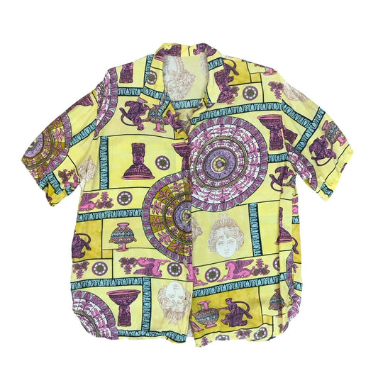 VTG YELLOW PURPLE GRAPHIC ANCIENT GREEK MYTHOLOGY SHORT-SLEEVED SHIRT LARGE 16