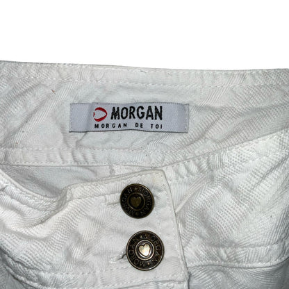 VTG 90s y2k 'MORGAN DE TOI' WHITE MID RISE TEXTURED FLORAL LAYERED MINI SKIRT M