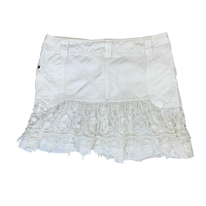 VTG 90s y2k 'MORGAN DE TOI' WHITE MID RISE TEXTURED FLORAL LAYERED MINI SKIRT M