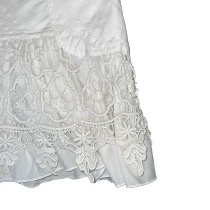 VTG 90s y2k 'MORGAN DE TOI' WHITE MID RISE TEXTURED FLORAL LAYERED MINI SKIRT M
