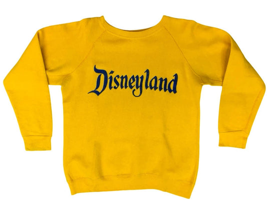 VTG 50s 60s GENUINE USA DISNEYLAND USA SWEATSHIRT REVERSE WEAVE FLOCK LOGO SMALL