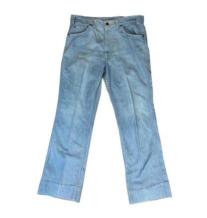 RARE VTG 70s LEVIS FOR MEN ORANGE TAB LIGHT DENIM FLARES JEANS MENS 34” W 31” L