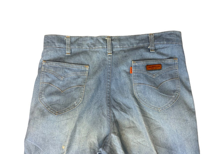 RARE VTG 70s LEVIS FOR MEN ORANGE TAB LIGHT DENIM FLARES JEANS MENS 34” W 31” L