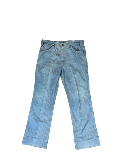 RARE VTG 70s LEVIS FOR MEN ORANGE TAB LIGHT DENIM FLARES JEANS MENS 34” W 31” L