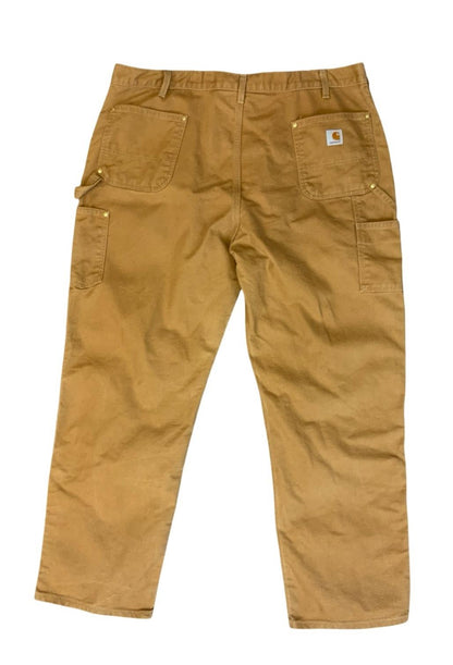 VTG USA CARHARTT DOUBLE KNEE DUCK CANVAS TAN WORKWEAR TROUSERS VGC W42” L32”