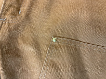 VTG USA CARHARTT DOUBLE KNEE DUCK CANVAS TAN WORKWEAR TROUSERS VGC W42” L32”