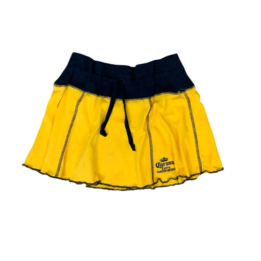 VTG 90s y2k 'CORONA EXTRA' HIGH-WAIST MINI YELLOW BLUE BEACH COTTON SKIRT S 8