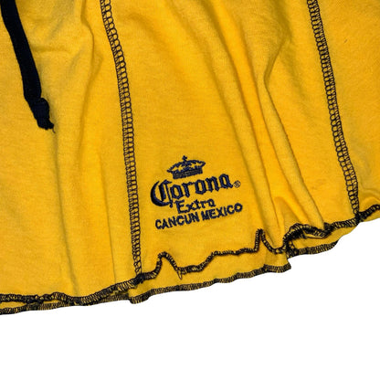 VTG 90s y2k 'CORONA EXTRA' HIGH-WAIST MINI YELLOW BLUE BEACH COTTON SKIRT S 8