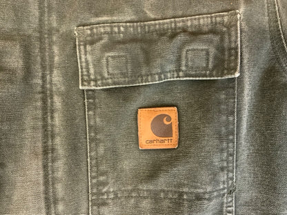 VTG CARHARTT DISTRESSED HEAVY DUCK CANVAS WORKWEAR JACKET GREEN XL