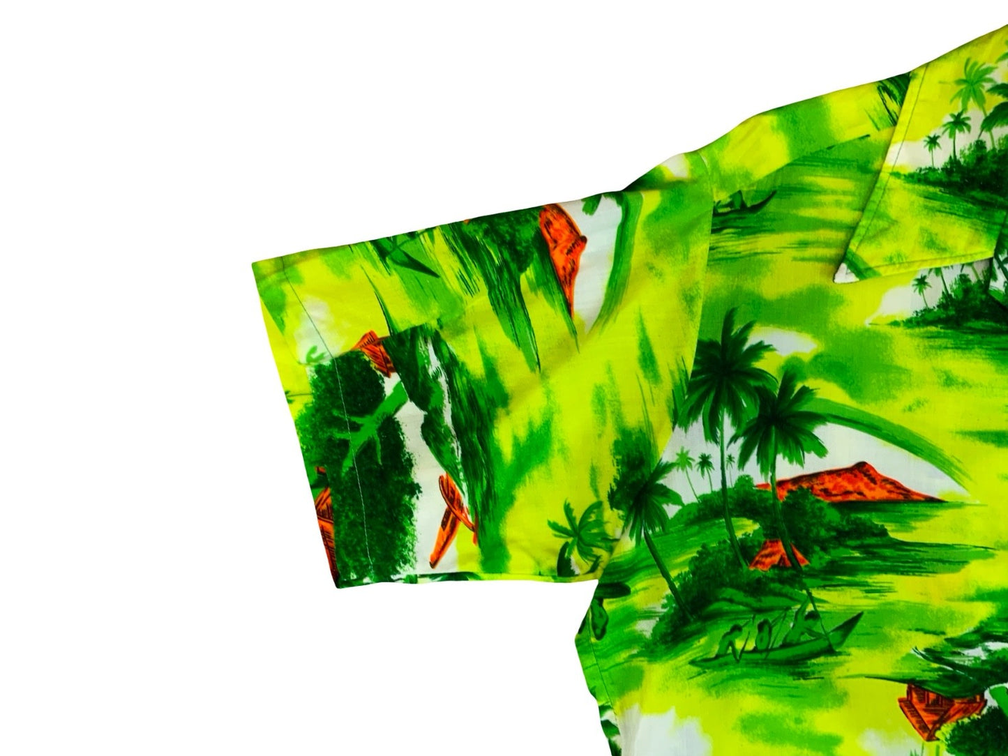 VTG HAWAIIAN MADE ALOHA SHIRT COTTON TIKI ROCKABILLY HAWAII SURF LONGBOARD LARGE