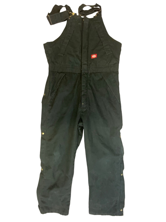 DICKIES HEAVY DUCK CANVAS QUILT LINED BLACK WORKWEAR DUNGAREES LARGE REG