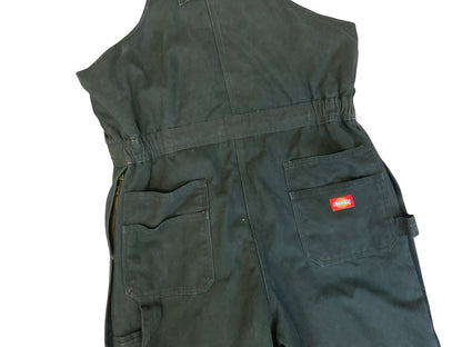 DICKIES HEAVY DUCK CANVAS QUILT LINED BLACK WORKWEAR DUNGAREES LARGE REG