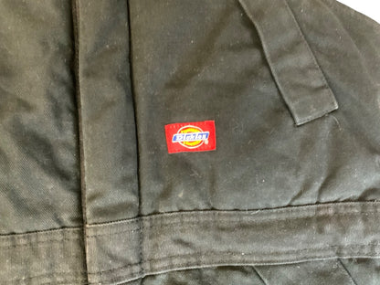 DICKIES HEAVY DUCK CANVAS QUILT LINED BLACK WORKWEAR DUNGAREES LARGE REG