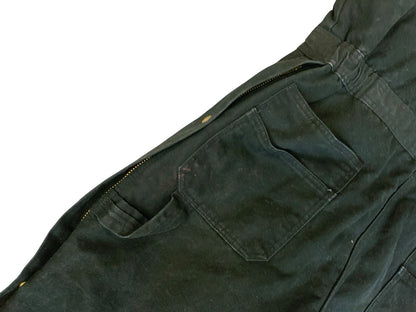 DICKIES HEAVY DUCK CANVAS QUILT LINED BLACK WORKWEAR DUNGAREES LARGE REG