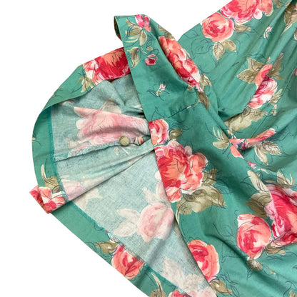 VTG 80s does 50s 'LAURA ASHLEY' BLUE RED FLORAL DROP-WAIST A-LINE MIDI DRESS S 8