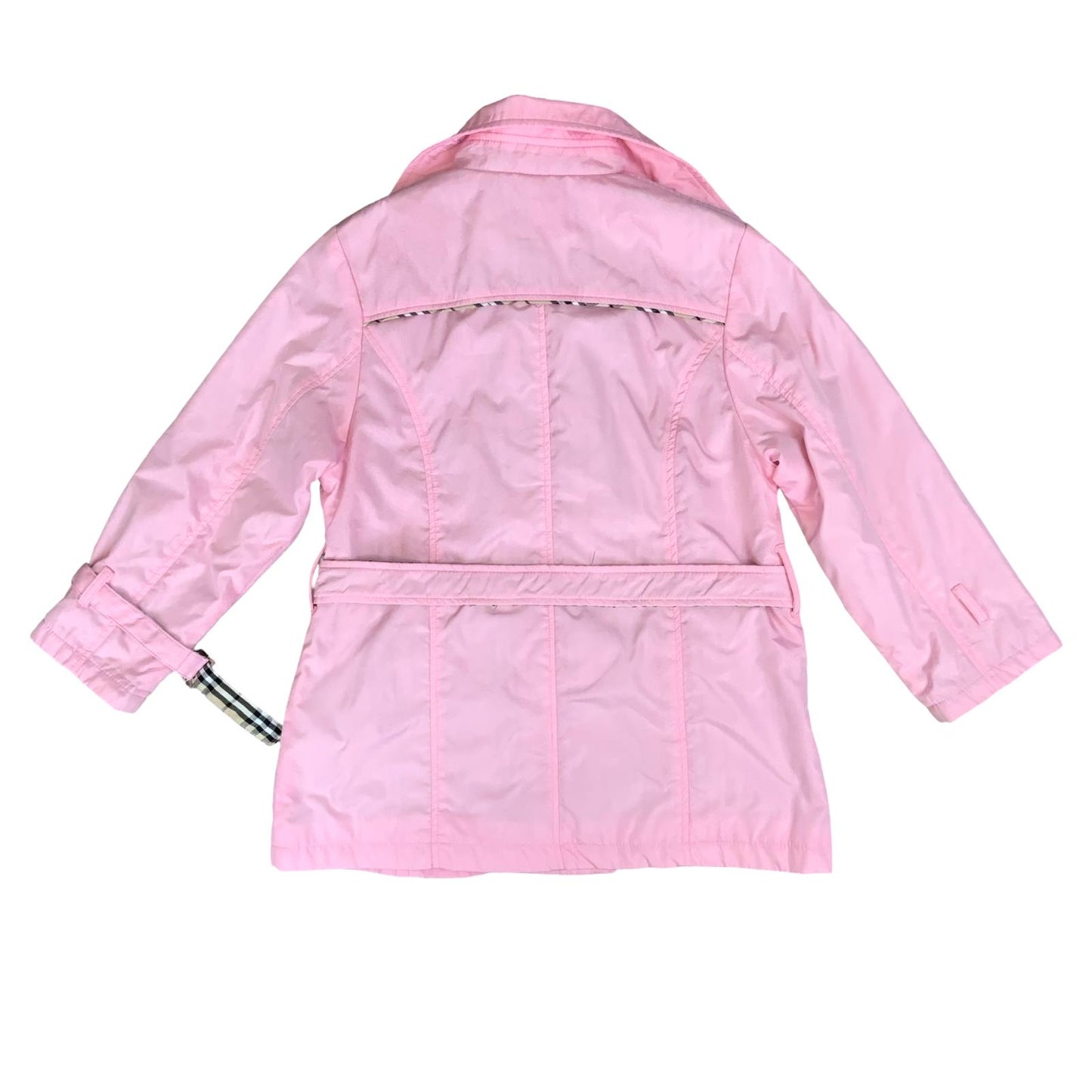 VTG 'BURBERRY LONDON' PINK TARTAN DOUBLE BREASTED BELTED TRENCH COAT S 8 10