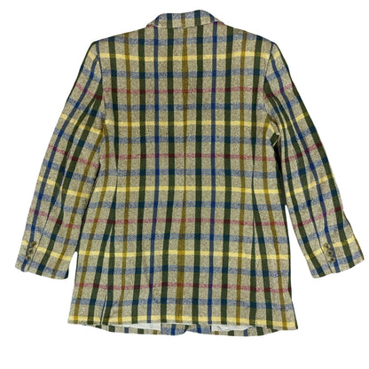 VTG 70s 80s 'DAKS' SIGNATURE BEIGE BLUE LONDON TARTAN WOOL BRITISH TAILORED M 14