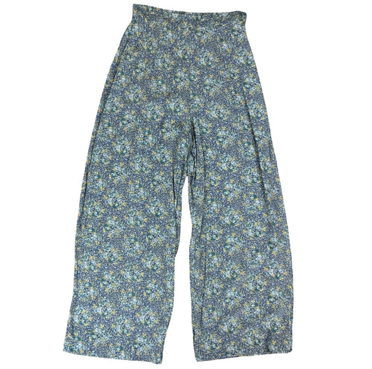 VTG 90s 00s 'LAURA ASHLEY' BLUE GREEN FLORAL WIDE LEG LIGHTWEIGHT TROUSERS XS 6