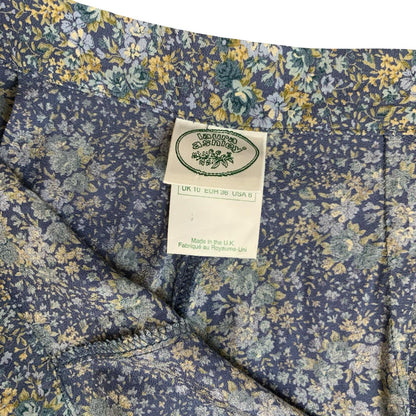 VTG 90s 00s 'LAURA ASHLEY' BLUE GREEN FLORAL WIDE LEG LIGHTWEIGHT TROUSERS XS 6