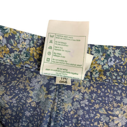 VTG 90s 00s 'LAURA ASHLEY' BLUE GREEN FLORAL WIDE LEG LIGHTWEIGHT TROUSERS XS 6