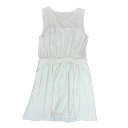 VTG 90s 'MORGAN' WHITE GOLD WRAP-STYLE MINI SLEEVELESS BEACH DAY SUMMER DRESS XS