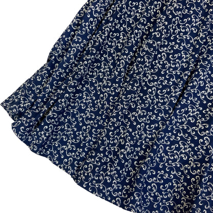 VTG 80s 90s 'ALL THAT JAZZ' BLUE WHITE FLORAL GRUNGE PRAIRIE BOXY MIDI DRESS S 8