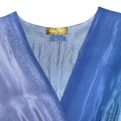 VTG 70s 80s 'SORA' BLUE GREEN BOTANICAL LAYERED FULL SKIRT LONG DRESS S 10
