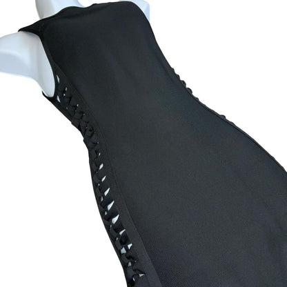 VTG 90s 'HOUSE OF CB' BLACK ELASTICATED BODYCON CUT-OUT DETAIL MAXI DRESS XS